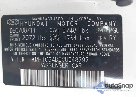 2012 Hyundai Veloster Base W/Gray z USA, uszkodzony, nr VIN KMHTC6AD8CU048797